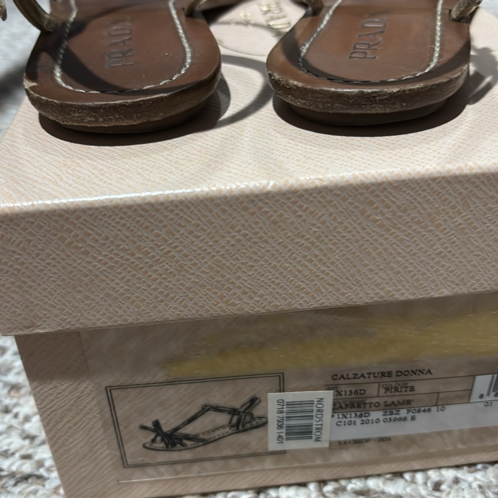 Gold Prada Bow Sandals 38.5 (8.5 US) - Picture 11 of 14
